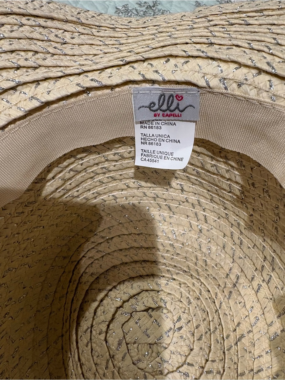 Capelli of New York Beige Straw Hat with Silver Threading - Picture 4 of 8